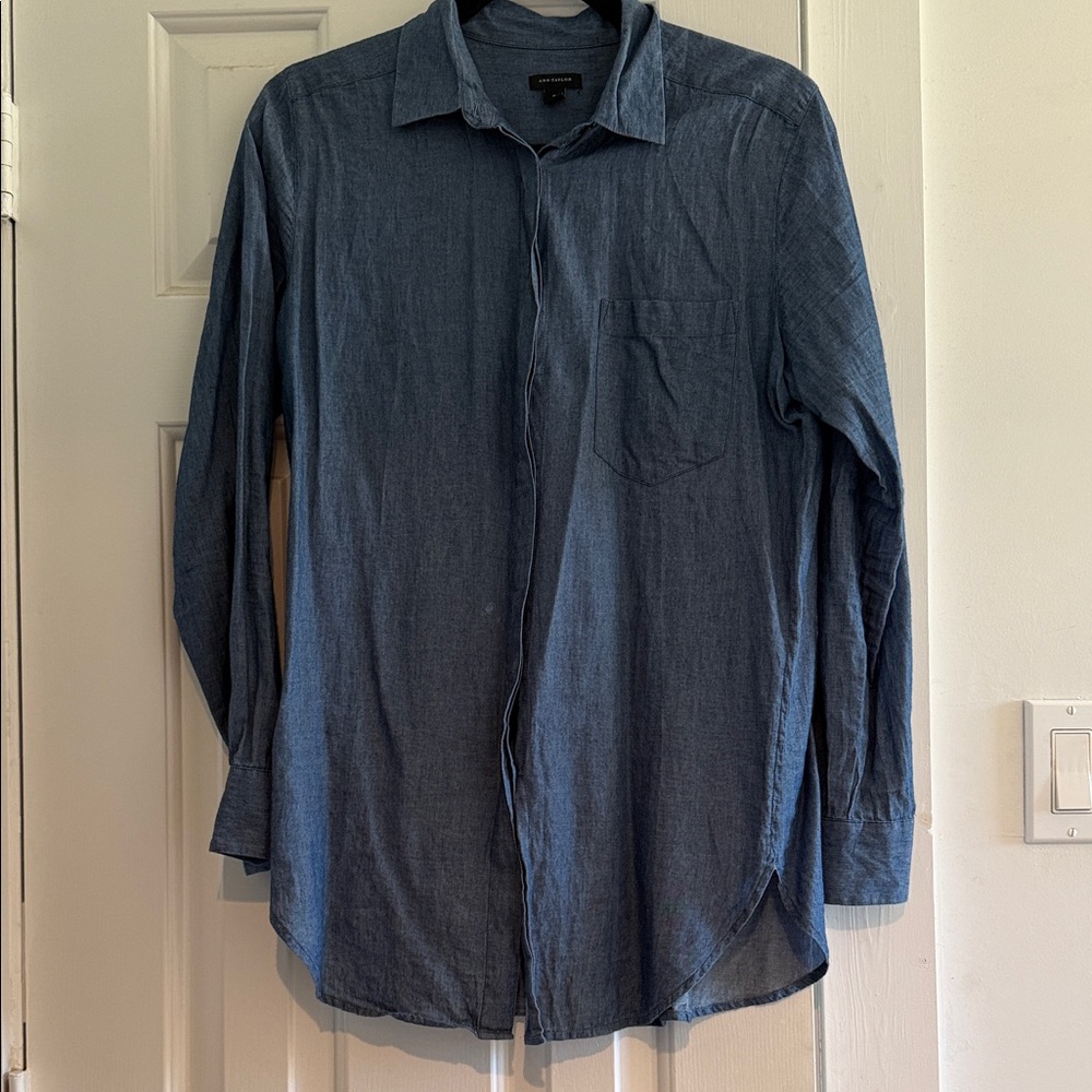 Ann Taylor Classic Blue Chambray Blouse